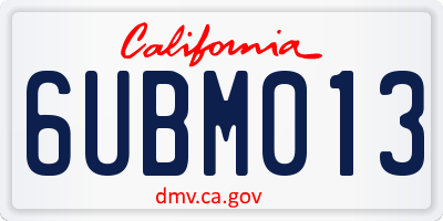 CA license plate 6UBM013