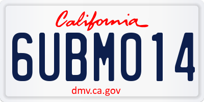 CA license plate 6UBM014