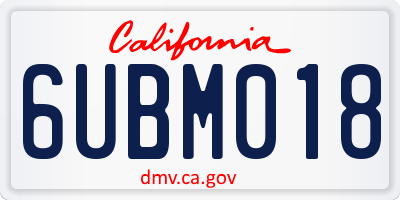 CA license plate 6UBM018