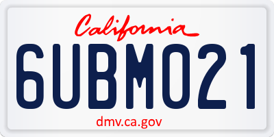 CA license plate 6UBM021