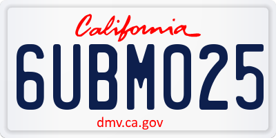 CA license plate 6UBM025