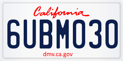 CA license plate 6UBM030