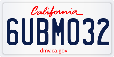 CA license plate 6UBM032