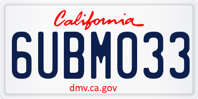CA license plate 6UBM033