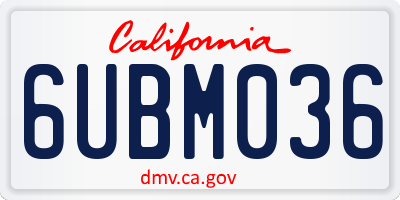 CA license plate 6UBM036