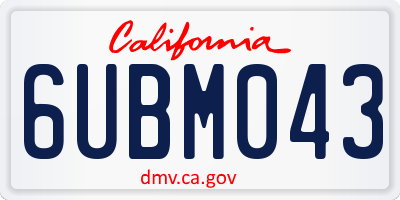 CA license plate 6UBM043
