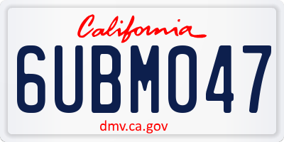CA license plate 6UBM047