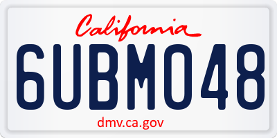 CA license plate 6UBM048