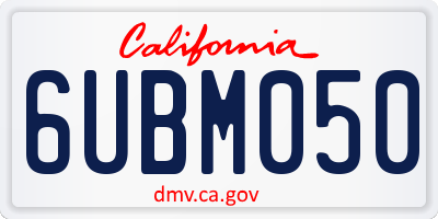 CA license plate 6UBM050
