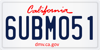 CA license plate 6UBM051