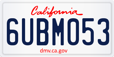CA license plate 6UBM053