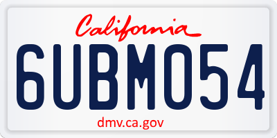 CA license plate 6UBM054