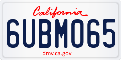 CA license plate 6UBM065