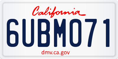 CA license plate 6UBM071