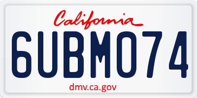 CA license plate 6UBM074