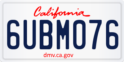 CA license plate 6UBM076