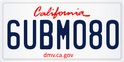 CA license plate 6UBM080
