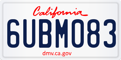 CA license plate 6UBM083