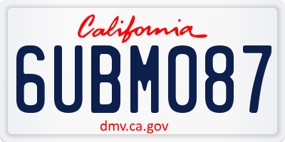 CA license plate 6UBM087