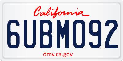 CA license plate 6UBM092