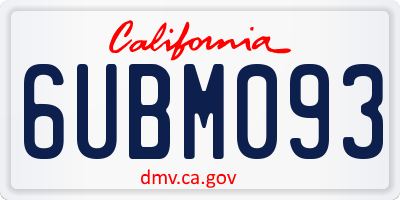 CA license plate 6UBM093