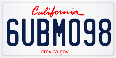 CA license plate 6UBM098