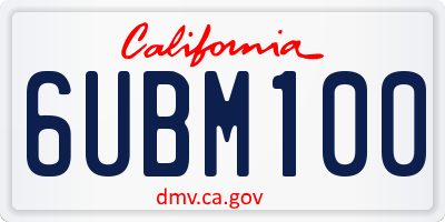 CA license plate 6UBM100