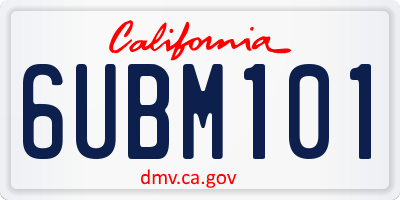 CA license plate 6UBM101