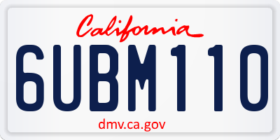 CA license plate 6UBM110