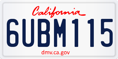 CA license plate 6UBM115