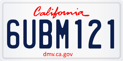 CA license plate 6UBM121