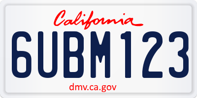 CA license plate 6UBM123