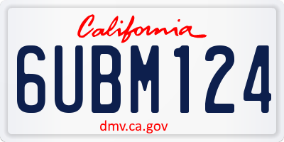 CA license plate 6UBM124