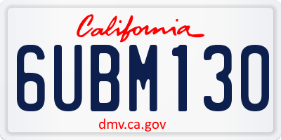 CA license plate 6UBM130