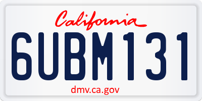 CA license plate 6UBM131