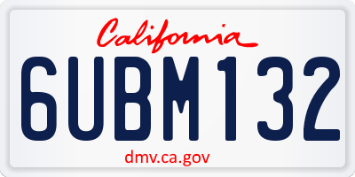 CA license plate 6UBM132