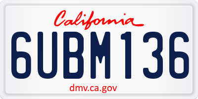 CA license plate 6UBM136