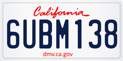 CA license plate 6UBM138