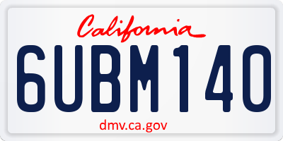 CA license plate 6UBM140