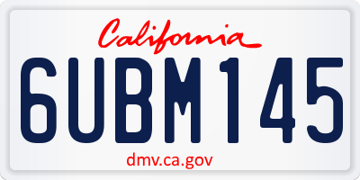 CA license plate 6UBM145