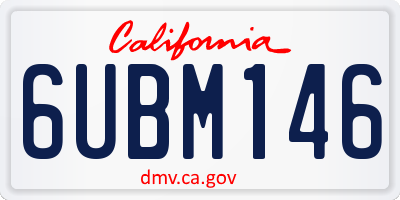 CA license plate 6UBM146