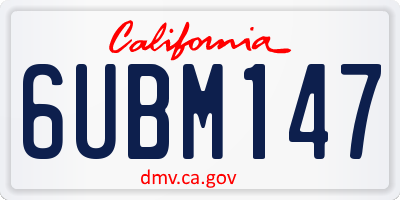 CA license plate 6UBM147