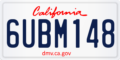 CA license plate 6UBM148