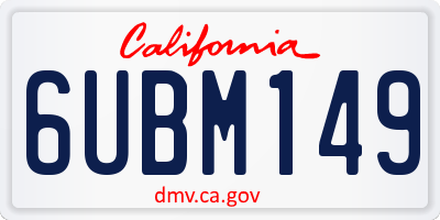 CA license plate 6UBM149