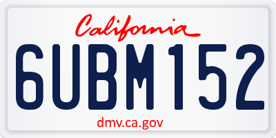 CA license plate 6UBM152