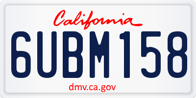 CA license plate 6UBM158