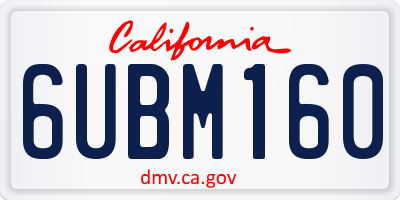 CA license plate 6UBM160