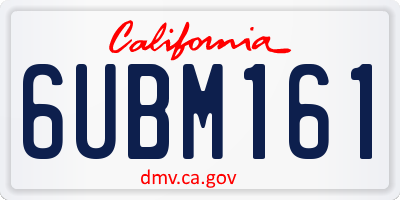 CA license plate 6UBM161