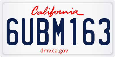 CA license plate 6UBM163