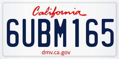 CA license plate 6UBM165